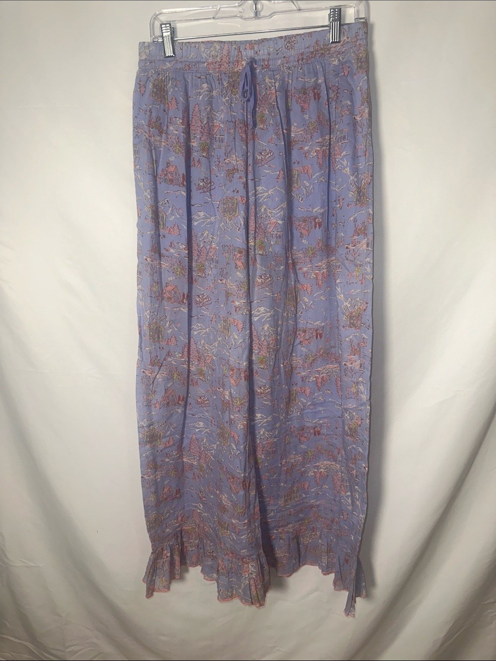 Intimately free by free people Lavender Floral Wide-Leg Pants with Ruffle Hem